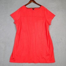 Talbots Shift Dress Women's 24W Orange Stretch Short Sleeve Preppy Lagenlook