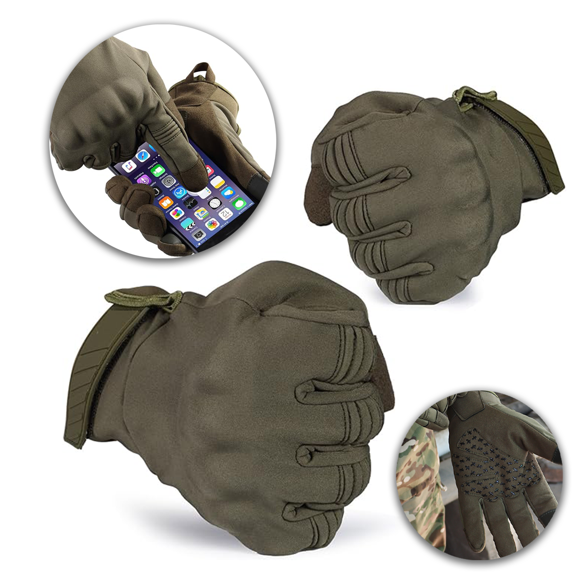 Winter Gloves Touch Screen Full Finger Glove Hard Shell Hunting Cycling for Men-image