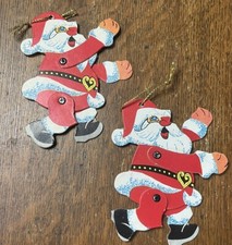 Christmas Santa Claus Vtg Decor Moveable Legs Old-Fashioned Cardboard mechanical