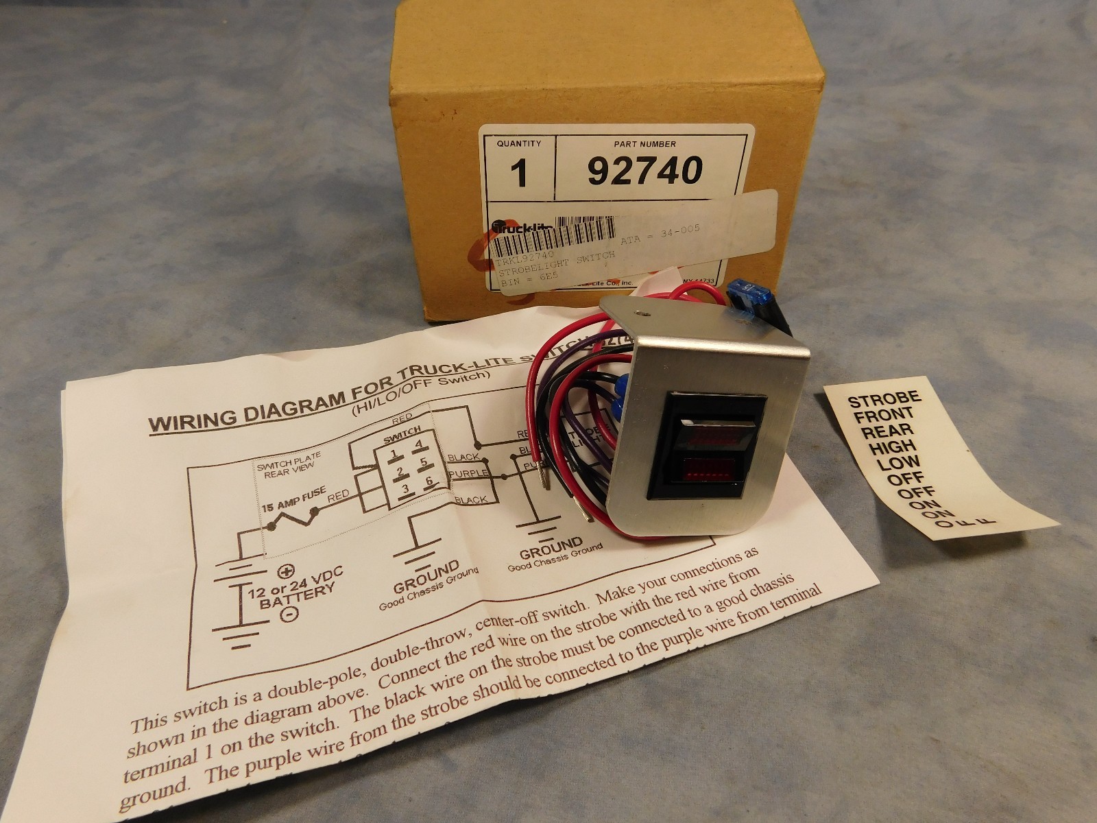 TRUCK LITE 92740 3 POSITION HIGH LOW LIGHT SWITCH STROBE LIGHT WORK