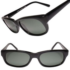 80s 90s Deadstock Classic Genuine Vintage Black Rectangle Sunglasses