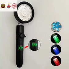 LED Digital Temperature Display Shower Head Temperature Control Colorful Fan Spr