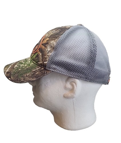 Realtree Camo With Gray Mesh Ball Cap Hat Orange Brown Logo Hook Loop Strapback - Picture 2 of 7