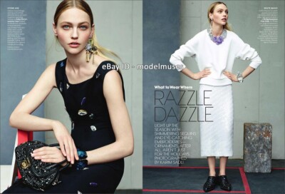 SASHA PIVOVAROVA 6-Page Fashion EDITORIAL 'Razzle Dazzle' VOGUE US July 2014