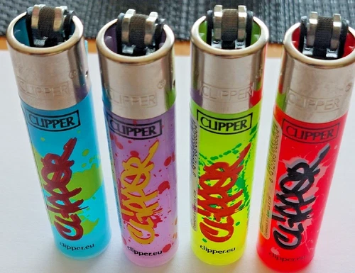 Clipper  4 x Graffiti Refillable Lighters (EB66) collectable set of 4 rare - Picture 1 of 3