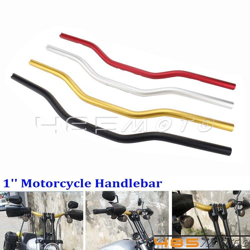 1 Inch Club Style Handlebar For Harley – 32” Width, 3” Rise, CNC Aluminum, Gold, Internal Wiring, Fits Dyna/Softail/Sportster