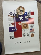 Vintage TEXAS Gary Havard "Lone Star" Poster 24" x 35"  Artist Signed
