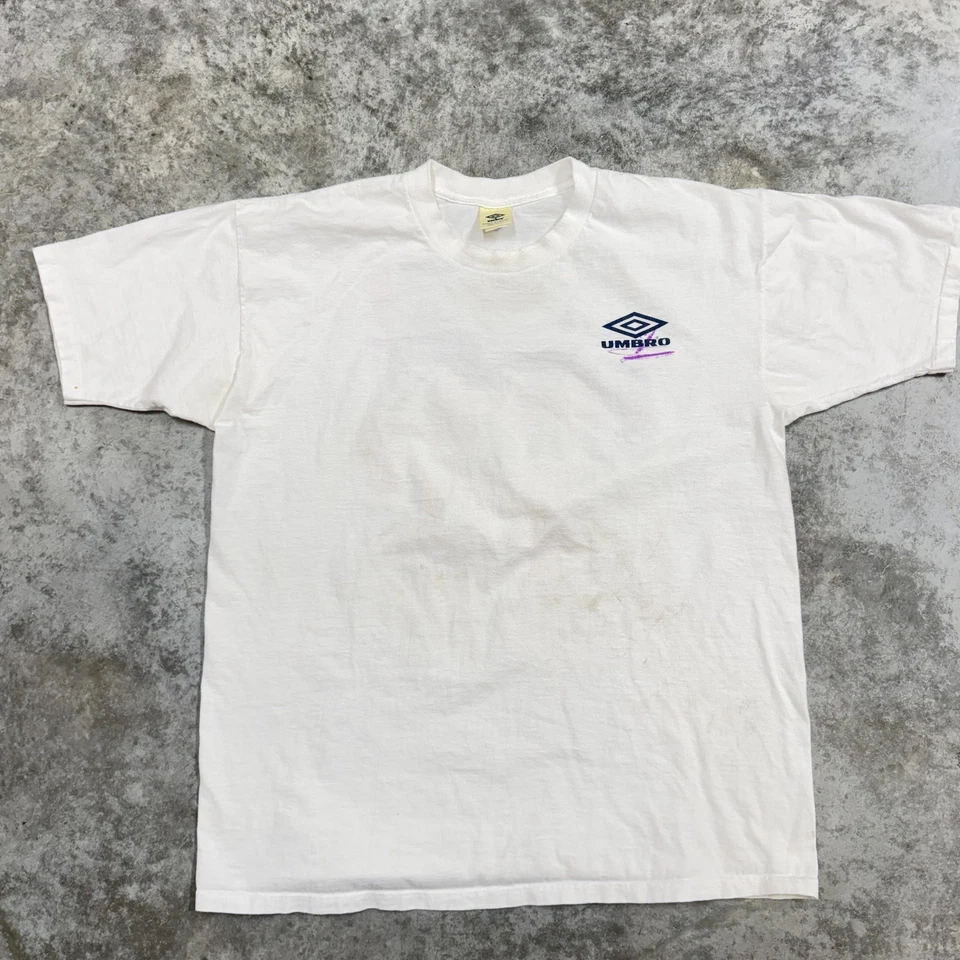 Vintage Umbro Shirt Mens XL White Soccer Graphic Made USA 90s Streetwear - Image 4 of 4