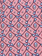 Vineyard Vines Mens Silk Necktie USA Pink Blue Lacrosse 3 X 60
