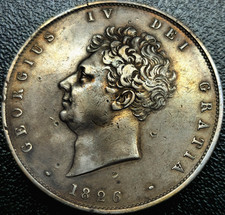 ½ Crown 1826 .GRATIA. King George IV 2nd Portrait United Kingdom Toning Rare !!