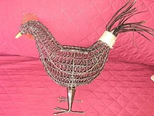 Brown Wire Rooster Wine Cork Holder Caddy Decor Basket 