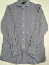 Tommy Hilfiger Men s Slim Fit Dress Shirt Blue White Geometric 15 32-33