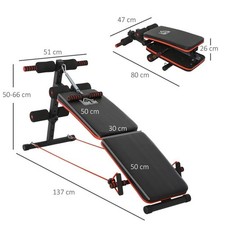 Abs Sit Up Bench Core Workout Fitness Home Gym Black Foldable 