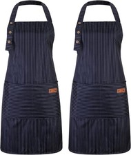 2 Pack Kitchen Aprons for Men Women, Waterproof Chef Bib Aprons Adjustable Cook