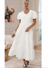 16W PLUS Ashro White Blue Formal Dinner Party Church Cocktail Fariah Maxi Dress