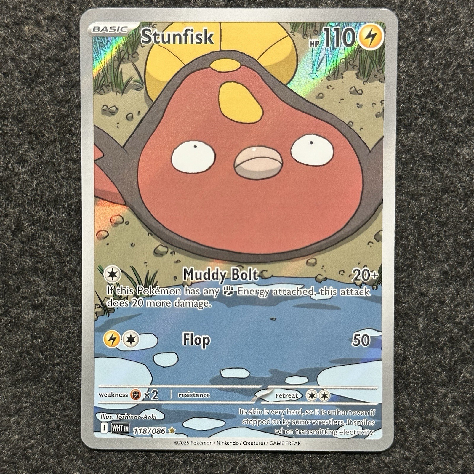 Pokemon TCG: 2025 SV White Flare WHT EN Stunfisk Illustration Rare #118/086 NM