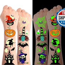 JCFIRE Glow Halloween Temporary Tattoos Kids Party Favors Goodie Bags