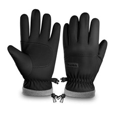 Kids Winter Waterproof Ski Gloves, Snowboarding Touchscreen M  7-8  Dark Black