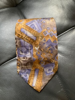 International Passport Silk Tie Necktie Tan/Gray/Blue 3.75''x56'' Made in USA