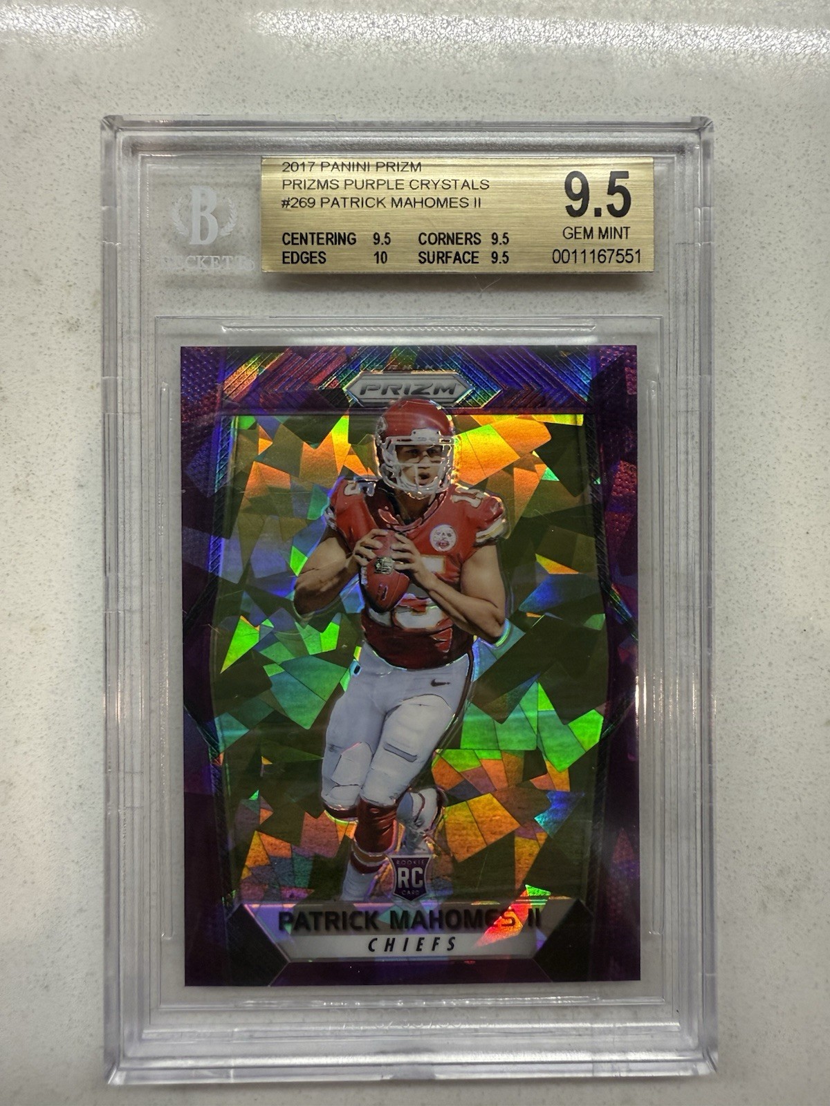 2017 Panini Prizm - Rookies Purple Crystals Prizm #269 Patrick Mahomes 34/75