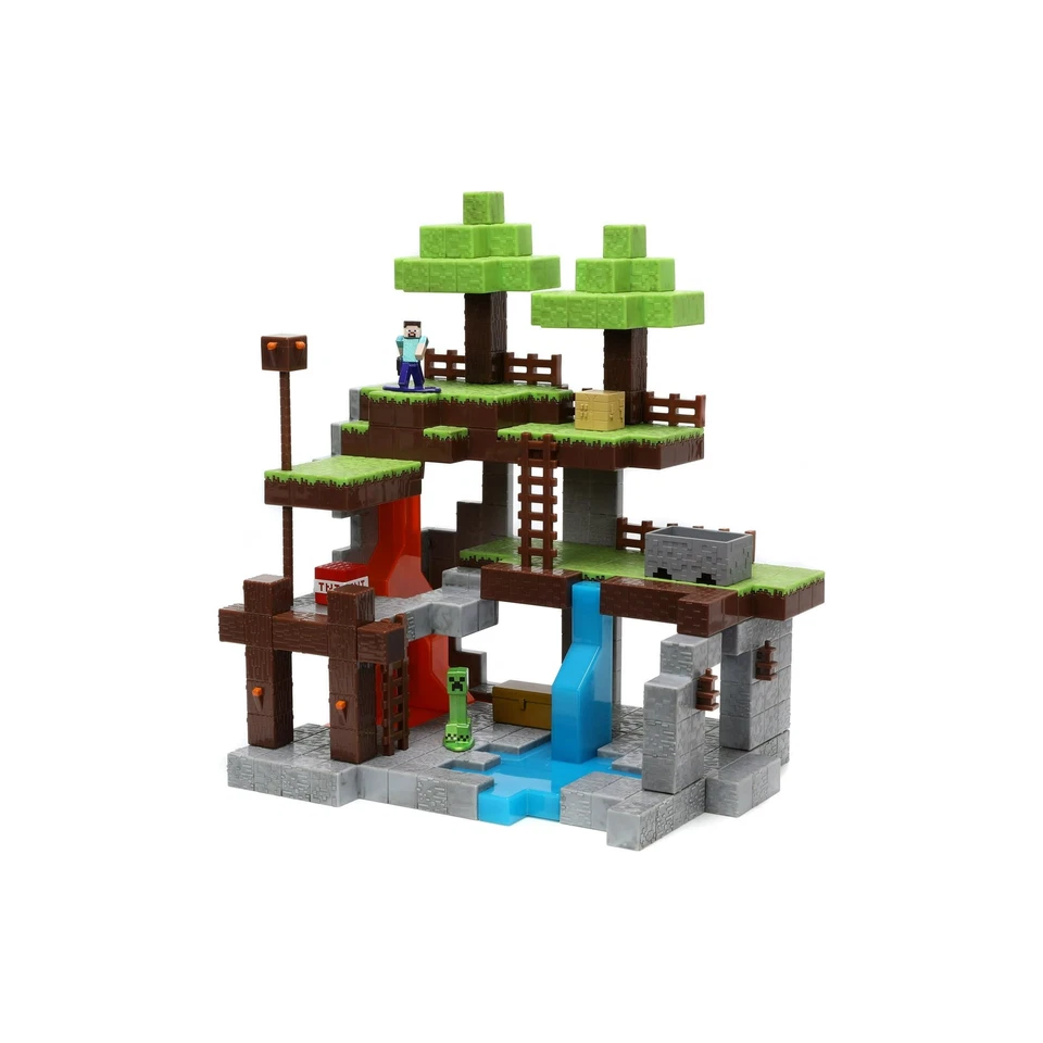Minecraft Nanofiguras Nano Escena Overworld 10 Figuras de Metal Pantalla Mojang Jada Foto 2 de 4