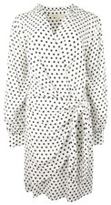 Michael Kors Women's Plus Size Woven Long Sleeve Faux Wrap Dress White 1X