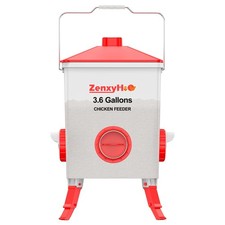 ZenxyHoC 3.6 Gal Chicken Feeder with Anti-Roost Cone, 3 Height Adjustable Loc...