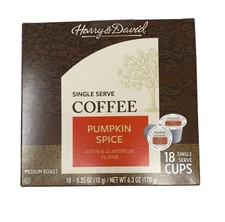 HARRY & DAVID Single Serve Pumpkin Spice Coffee Pods 18 Count Exp 6/26