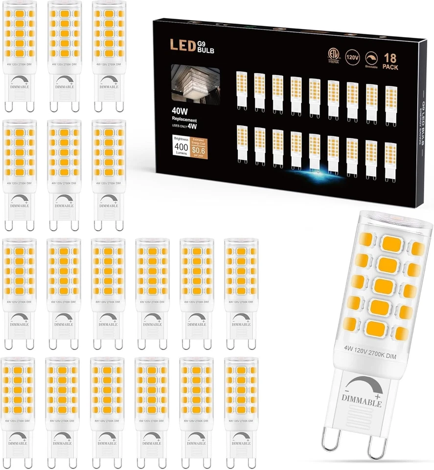 Energy-Efficient Dimmable G9 LED Bulbs, 2700K Soft White - 40W Equivalent, 18Pk - Image 3 of 4