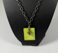 Silpada Sterling Silver 925 Green Mother of Pearl and Pyrite Necklace N1133 18”