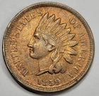 1859 Indian Head Cent 1c High Grade AU+ Lovely Red Color First Year! *K3