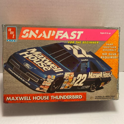 #ad AMT ERTL 1992 Snap Fast Maxwell House Thunderbird 1:32 Model Kit #8708 NIOB $4.99