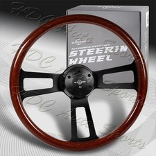 W-power 432mm Dark Wood Grip 5-hole Aluminum Black Spoke 17-inch Steering Wheel W-power 432mm Dark Wood Grip 5-hole Aluminum Black Spoke 17-inch Steering Wheel