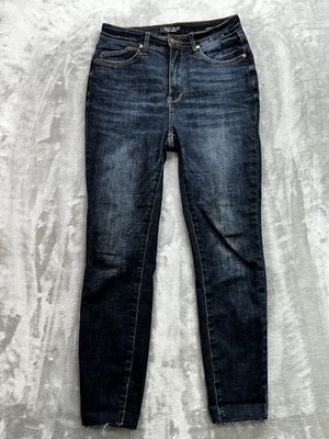 Judy Blue Jeans Womens Sz 7/28 Dark Blue Skinny Crop Whiskered Stretch Walking