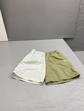 Nike Shorts Youth XL Beige White Two Tone Split Swoosh Athletic Elastic Waist