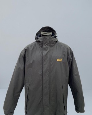 Jack Wolfskin Men's Outdoor Hooded Jacket - Grey Weatherproof Mountain Coat