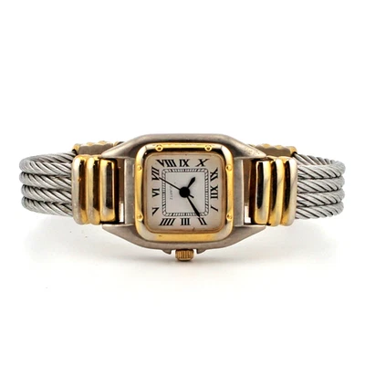 Klassische Damen Armbanduhr goldfarben silberfarben Stahlspiralen Charriol Art - Bild 1 von 4