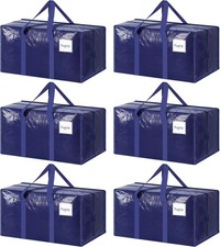 6 Pack Extra Heavy Duty Large Moving Bags with Strong Zipper, Dark Blue ...