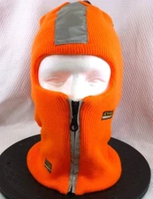 NWT High-Visibility Orange Knit Balaclava With Reflective Stripes & Zippered