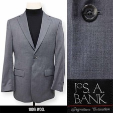 JOS A BANK mens solid gray 100 WOOL sport coat suit jacket blazer 38 R