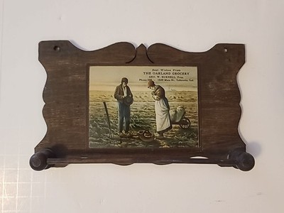 Antique Jean Francois Millet  Angelus Praying Farmers  Wooden Towel Rack 5x8