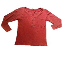 Bibi Women  s Henley Top Medium Waffle Knit Burnt Orange