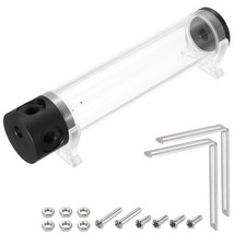 Cylinder Water Cooling Tank Reservoir G1/4 Thread 50mm x 240mm 1 in 3 Out