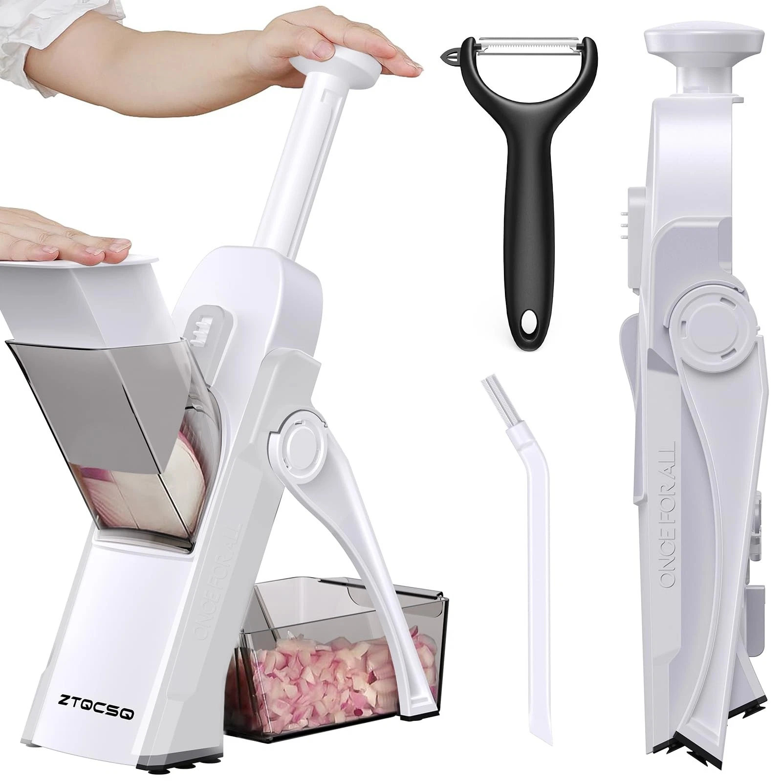 Safe Mandoline Slicer for Kitchen, Meal Prep, Potato Slicer, Adjustable/Easy ...