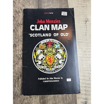 1975 Bartholomews Scotland of Old Clan Map Moncreiffee Lands Arms Crests Menzies