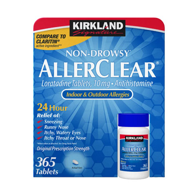 Kirkland Signature AllerClear 10mg Loratadine Allergy Relief 365 Tablets
