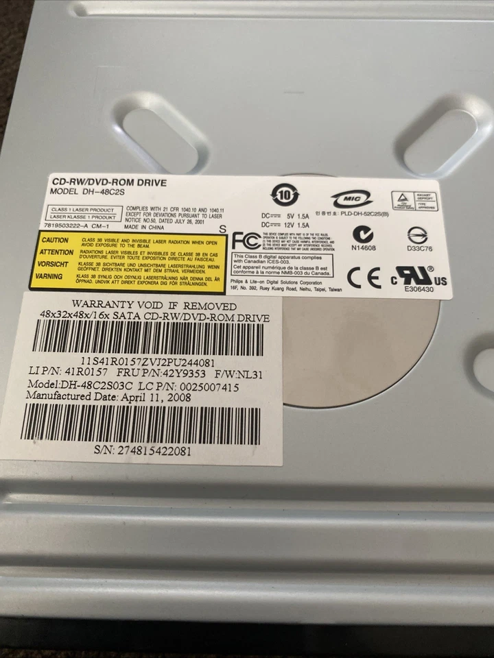 Philips CD-RW DVD-ROM SATA Optical Drive Black DH-48C2S Open Box - Image 2 of 4