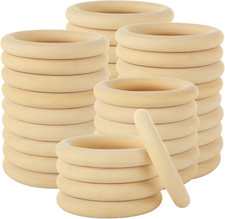 50PCS 3" Wooden Rings for Crafting, 70 Mm Unfinished Solid Wooden Rings, Macrame