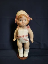 Vintage 1991 Daisy Kingdom 12” Vinyl Baby Doll Blonde Hair w/ Stand