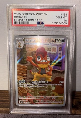 PSA 10 Scrafty 139 Illustration Rare White Flare English Pokemon